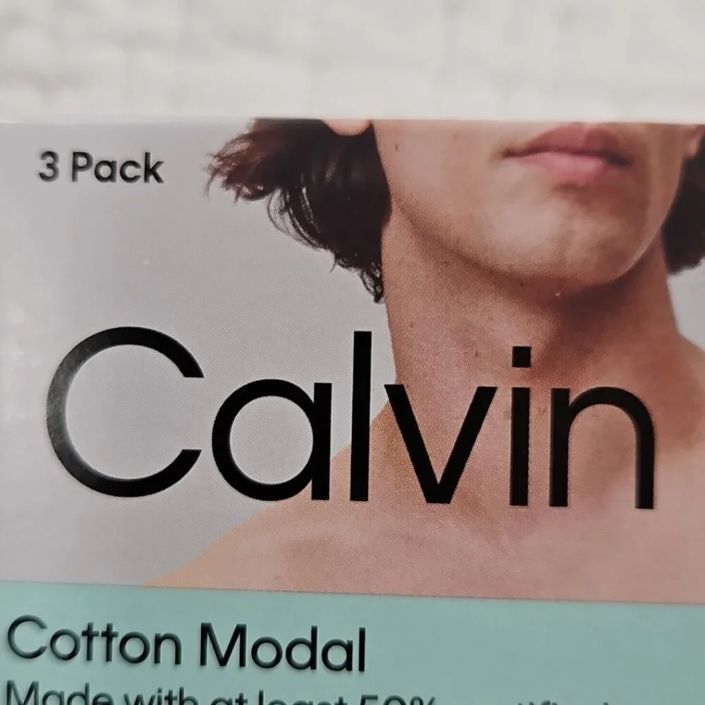 Calvin Klein‎ 3-Pack Boxer Briefs Men's XL Black Gray Organic Cotton Modal NEW
